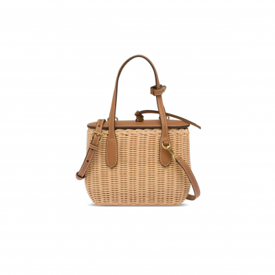 MIU MIU WICKER AND LEATHER HANDBAG 5BA222 (19*14.5*9.5cm)